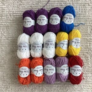 Herrschners My Ami Palette Yarn Lot Of 14 Amigurumi Colorful Cotton Blend Soft